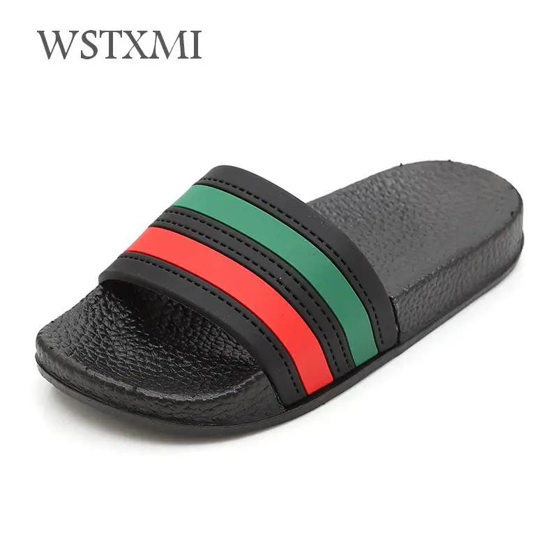 

Summer Kids Slippers Boys Girls Home Sandals Indoor Striped Beach Shoes Children Living Flip Flop Non-slip Parent House Casual