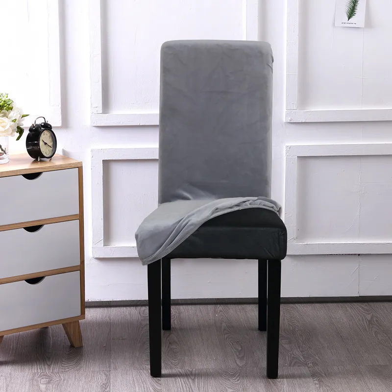 

Solid Color Thicken Chair Cover Removable Chair Covers Big Elastic Slipcover Kitchen Seat Cover Winter Stretch Chair Covers