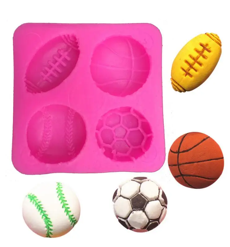 Football basketball tennis fondant silicone mold for kitchen chocolate pastry candy Clay making