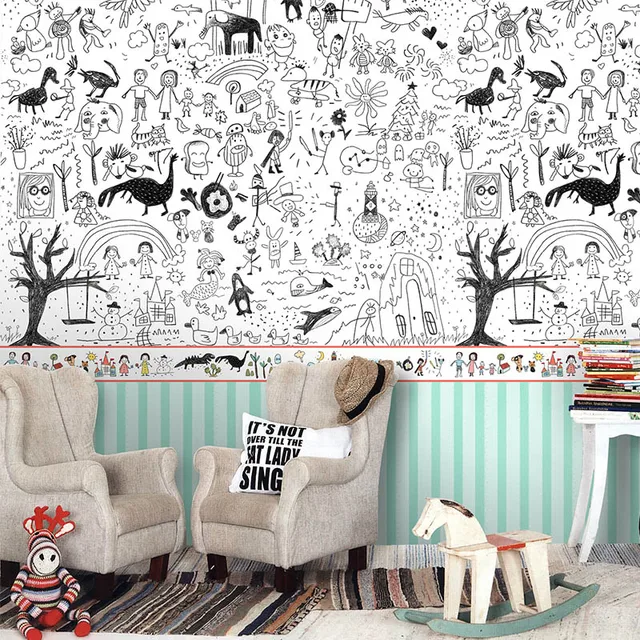 Free Shipping Child Graffiti Art Environmental Children S Room Free Shipping Child Graffiti Art Environmental Children S Room Wallpaper Super Baby Large Mural Custom Size