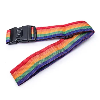 

Color Luggage Strap Cross Belt Adjustable Travel Suitcase Nylon with Password Lock Buckle Strap Baggage Belts Travel Accessories