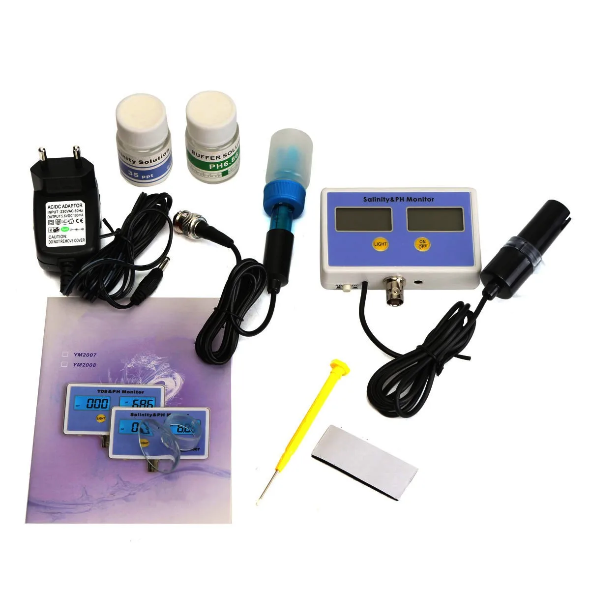 

ZEAST Portable Aquarium Electronic Salinity and Dissolved Oxygen Test PH Value On Line Water Quality Meter Monitor 2 Probes Set