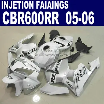 

Motorcycle injection molding fairings set for Honda repsol CBR 600 RR fairing 2005 2006 600RR CBR600RR 05 06 white silver bodyki