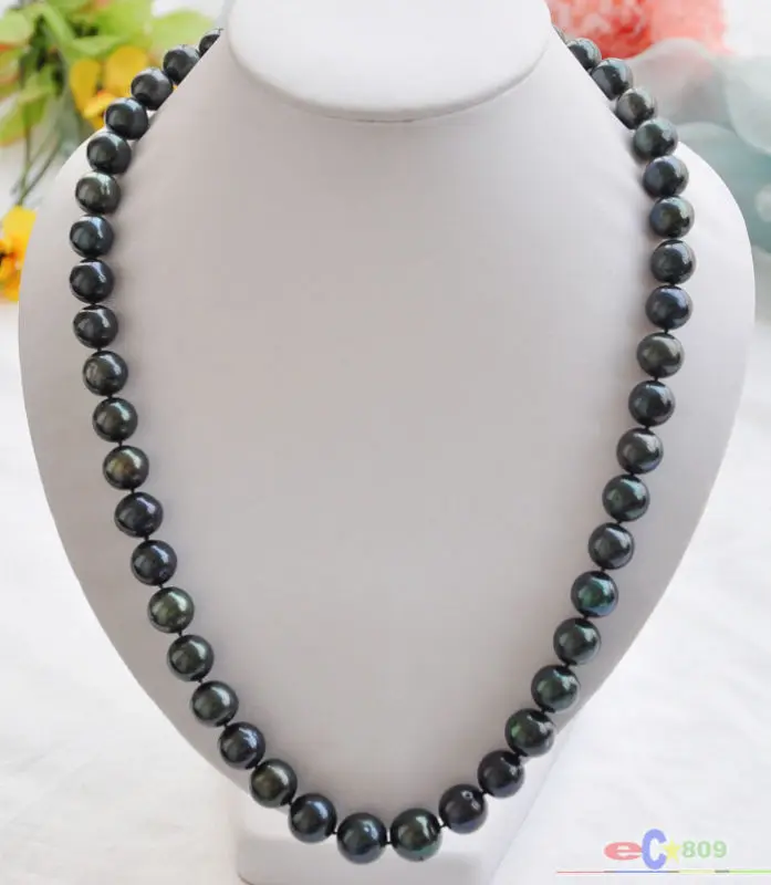 

FREE SHIPPING HOT sell new Style >>>> Huge 24" 11mm ROUND BLACK FRESHWATER PEARL NECKLACE