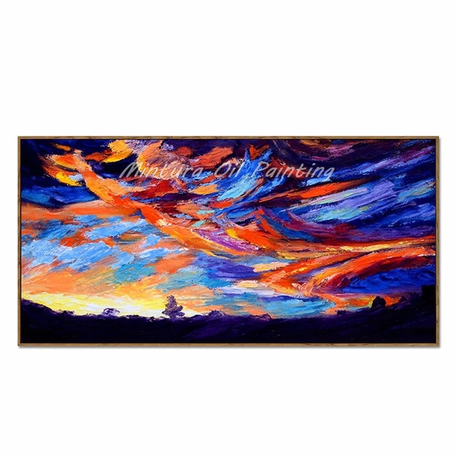 الفن الحديث رسمت باليد الملونة السماء المشهد لوحة سكين الرسم على قماش الملمس الاكريليك صورة مجردة زينة عيد الميلاد Knife Painting Palette Knife Paintingpaintings On Canvas Aliexpress