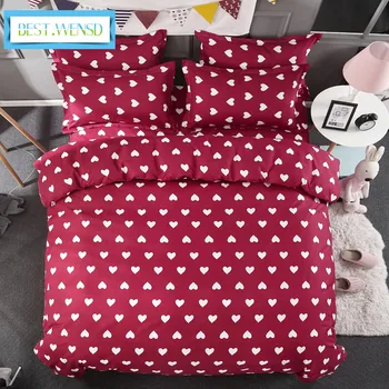 

BEST.WENSD Microfiber fabric Simple style bedding set quilt cover sets bed sheet pillowcase -Wedding decorative bedding lace