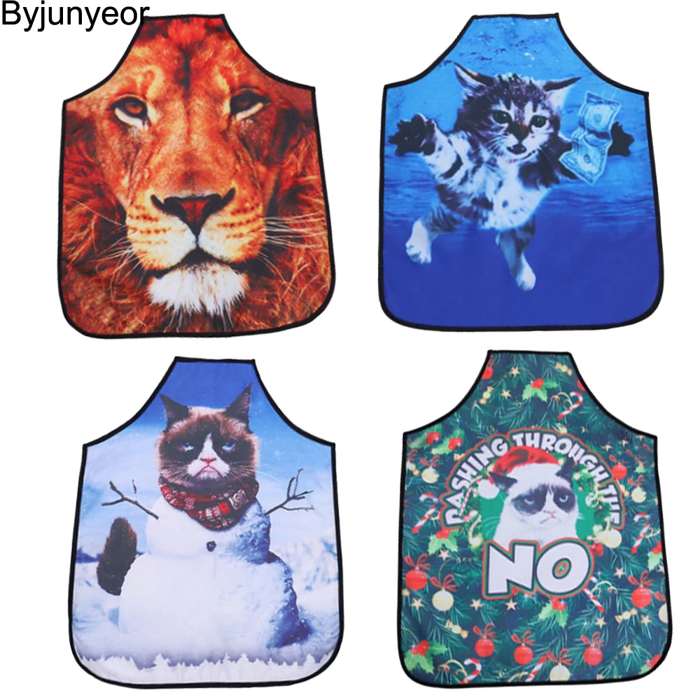 3D Funny Aprons Animals lion Kitchen Apron Dinner Party Cooking Apron