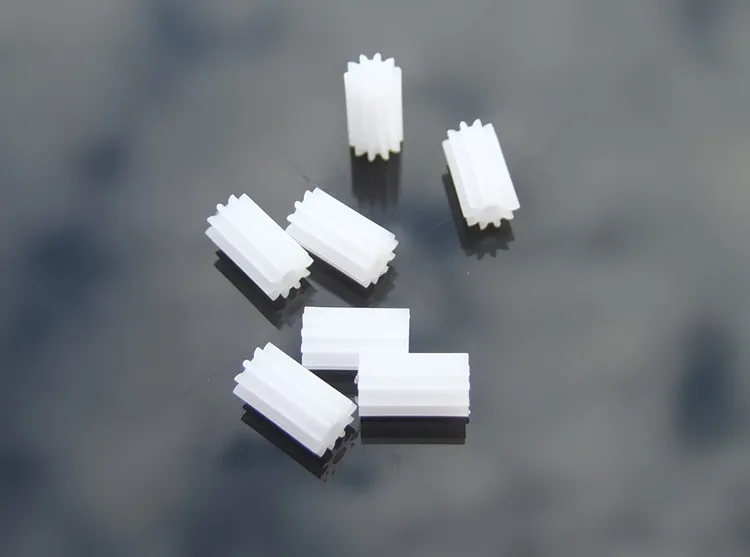 10pcs/pack K844 102A Plastic Lengthen Shaft Gears 5 Orange and 5 White Reaction Gears Micro Motor Gear DIY Parts