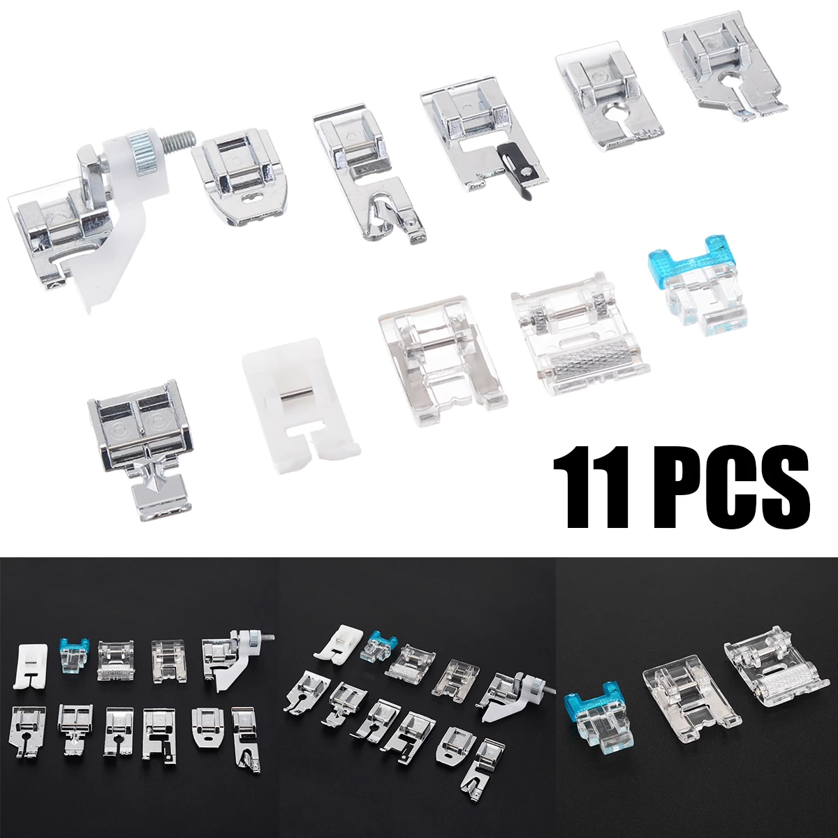 11pcs/set Cloth Splice Presser Foot for Household Sewing Machines Metal Multifunction Sewing Foot Sewing Machine Accessories
