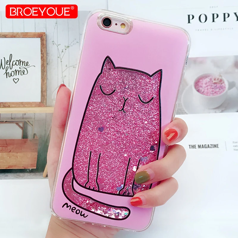 

Little Cats Patterns For iPhone 5 5S SE 6 6S 7 8 Plus X XR XS Max Phone Case Quicksand Glitter Liquid Cover Soft Silicone Shells