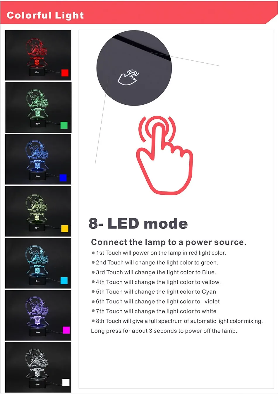 USB Lampara Futbol 7 Colors Changing 3D LED Night Lights for Soccer Fans as Bedroom Table Lamps Baby Sleeping Nightlights (2)