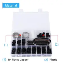 520 pcs Set kit conector do Fio Jumper Pin Cabeçalho Conectores Terminal Fêmea E Macho Kit Fio de Cobre Crimp Connector com caixa