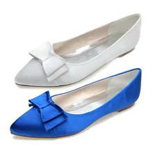 Fashion pointed flat sweet double layer bow mary Jane shoes bridal beach wedding party prom royal blue white ivory dress shoes