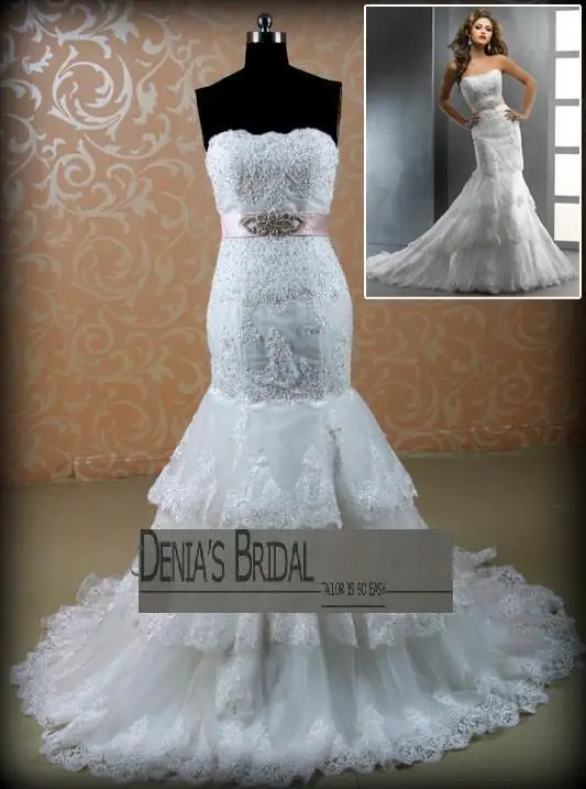 

casamento bridal gown crystal belt vestido de noiva 2014 new fashionable romantic sexy appliques wedding Dress free shipping