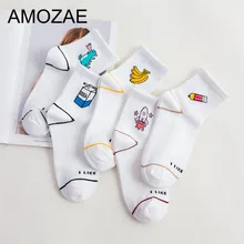Женские повседневные милые короткие носки женские Харадзюку с милым рисунком корейские японские носки забавные женские носки