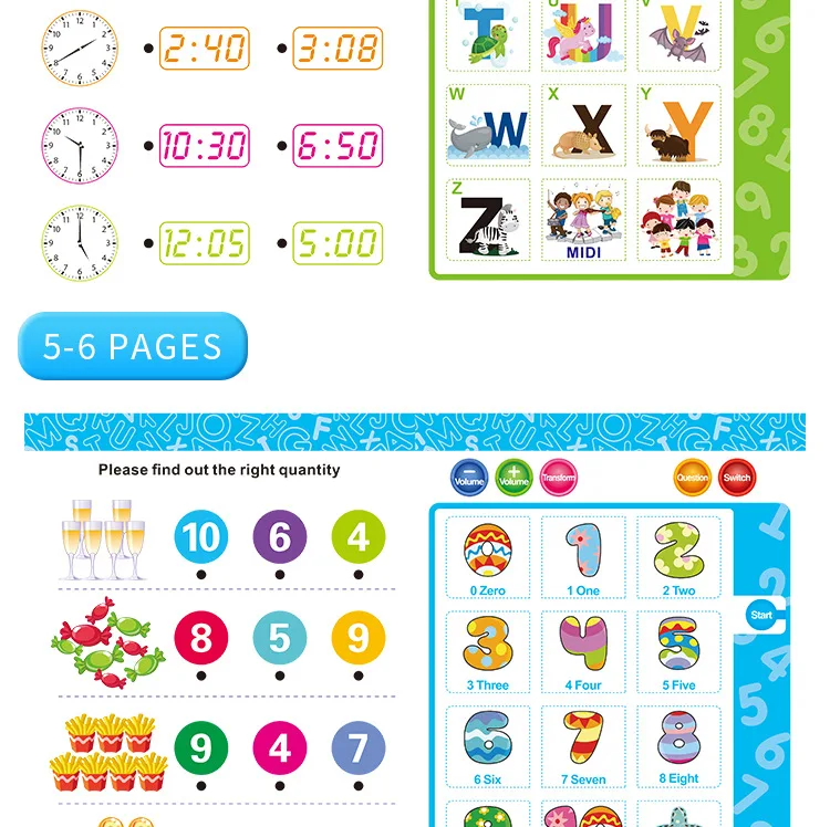 Livro de Aprendizagem com Lógica Educativos para Crianças Multi-função Inglês Eletrônico Leitura Inteligente Caneta Pai-criança Interação Brinquedos Mod. 268943 18 Weddings & Events