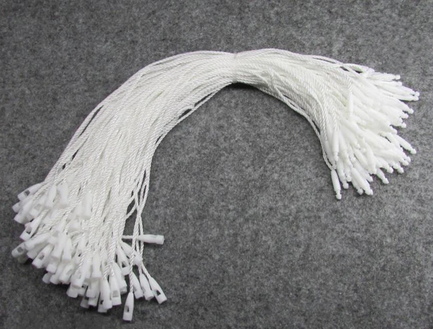 1000Pcs White Beige Black Hang Tag Polyester Rope String Snap Lock Pin