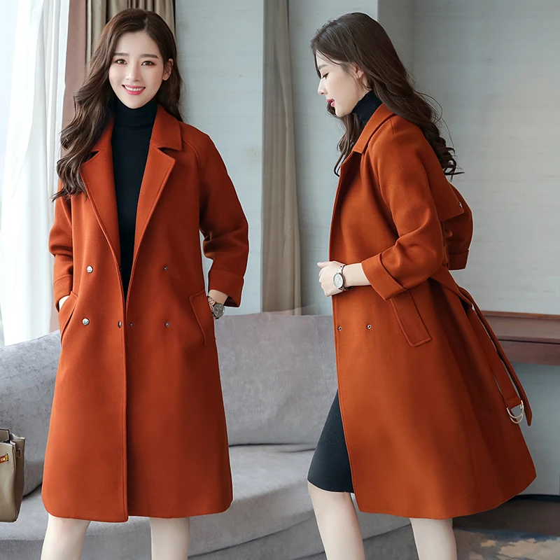 2017 New Fashion women's coats,Elegant winter wool coats women's long coats woolen garments Free