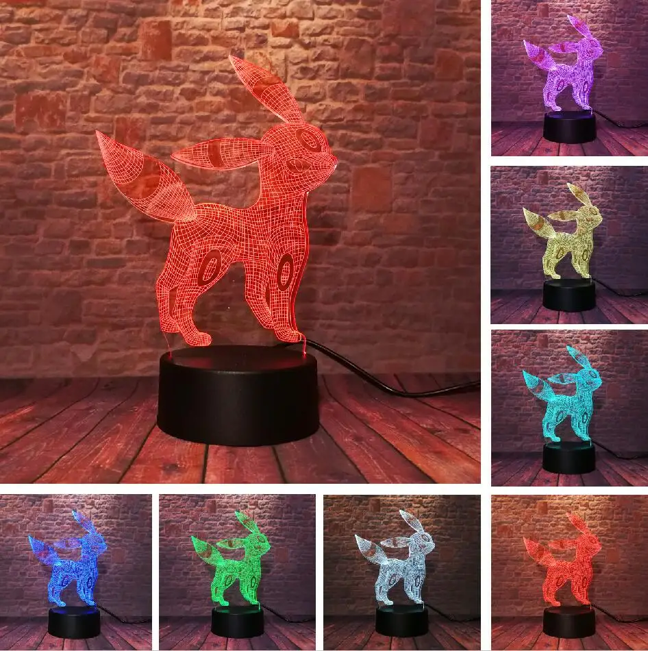 Мультфильм Аниме Покемон го экшн Umbreon& Entei фигурки 3D смешанный светодиодный светильник RGB 7 цветов ночной Светильник Декор для спальни игрушки подарок - Испускаемый цвет: Touch One 7 Color