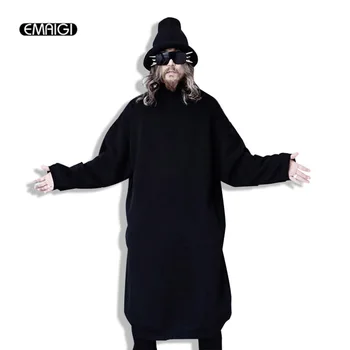 

Punk Rock Men Long Design Casual Sweatshirt Streetwear Male Women Hip Hop Long Sleeve Loose Pullover Sweatshirt Outerwear