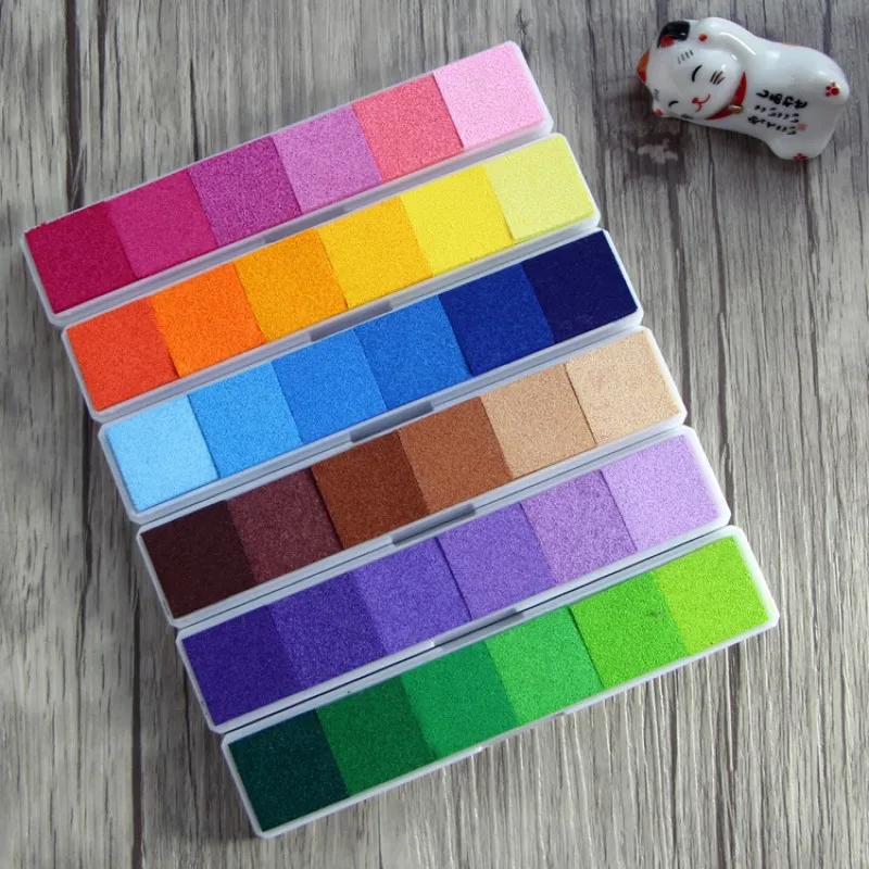 

6patterns gradient fading muti-color ink pad paint pink yellow blue brown purple green color available DIY painting tool