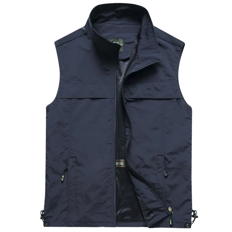 

Multi Pocket Thin Summer Men Vest Casual Photographer Outerwear Sleeveless Jacket Outdoor Sports Quick Drying Male Waistcoat 5XL