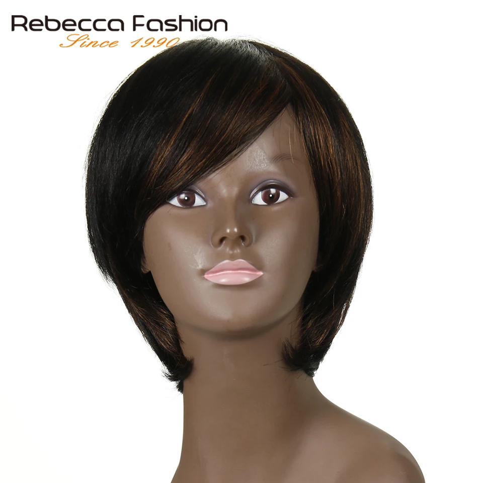 Rebecca короткий боб парик Remy бразильский Прямые человеческих волос парики для