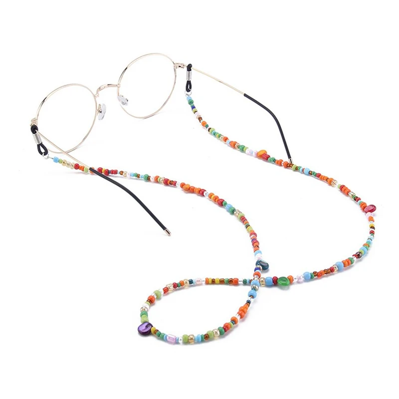 Модные шикарные женские красочные глаза стеклянные солнечные очки с цепочкой для чтения стекло украшенный бисером цепочка для глаз держатель шнура шейный ремень веревка