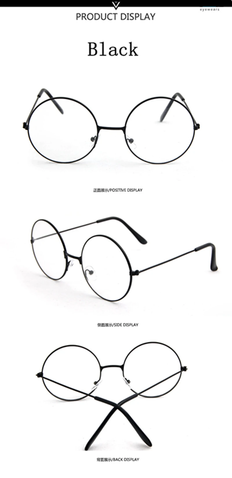 KPAY New Classic Flat Myopia Optical Mirror Simple Metal Women Men Fashion Glasses Frame Vintage Glasses Frame Round Lens