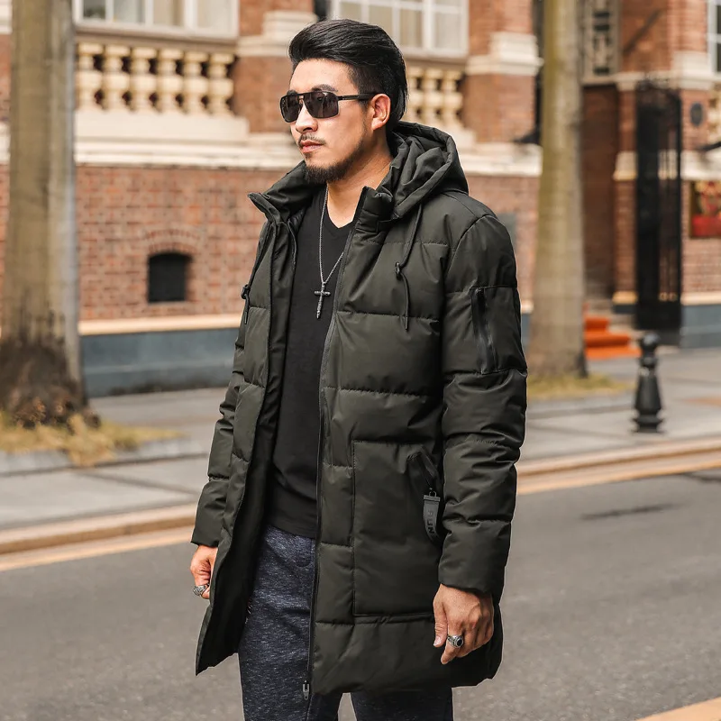 

2018 winter large size men's fat thick warm cotton coat plus fertilizer to increase detachable hood long cotton clothing batch