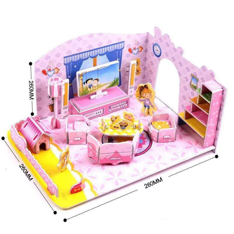 Кухня Спальня Гостиная Ванная комната головоломки 3D головоломки самодельная Бумажная модель развивающие Интересные детские игрушки для детей бизиборд для детей игрушки для девочек развивающие игрушки для детей - Цвет: 3D Construction