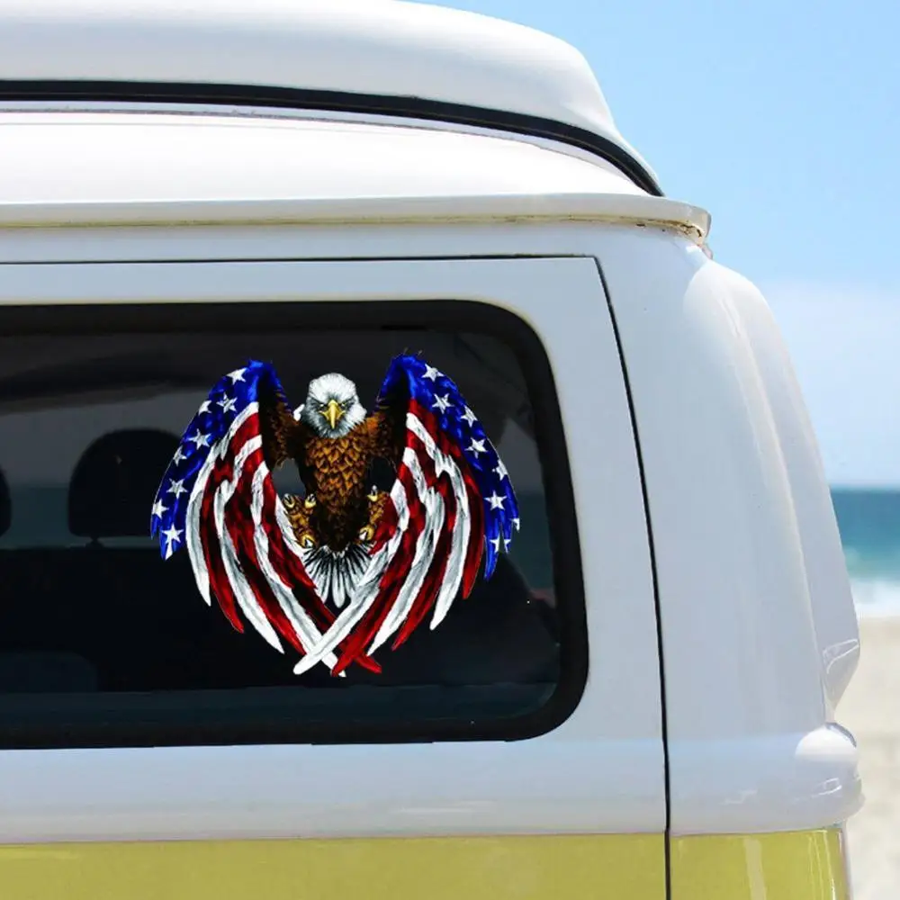 Decals/Emblems/Licence Frames Bald Eagle USA&American Flag Sticker Car