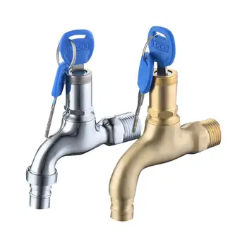 

1 Set Silver/Copper Outdoor Garden Security Quick-Opening Faucet With Lock Brass Single Hole Anti-theft Key Switch Faucet J3