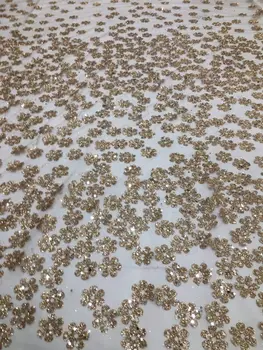 

High Quality African Nigerian Tulle Lace Fabric S1912012 newest design Gold French glitter Lace Fabrics