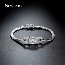 NEWBARK Luxury Bowknot Bracelet Chain & Link Princess Cut 4 Colors CZ Stones White Gold Plated Party Jewelry Bracelets For Women