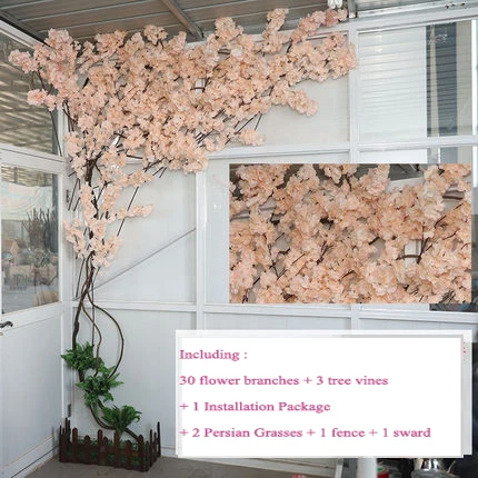 Отделка стен помещений из искусственного цветущего дерева вишни фон с изображением тростника вишни поддельные цветы настенные вечерние украшения - Цвет: 01