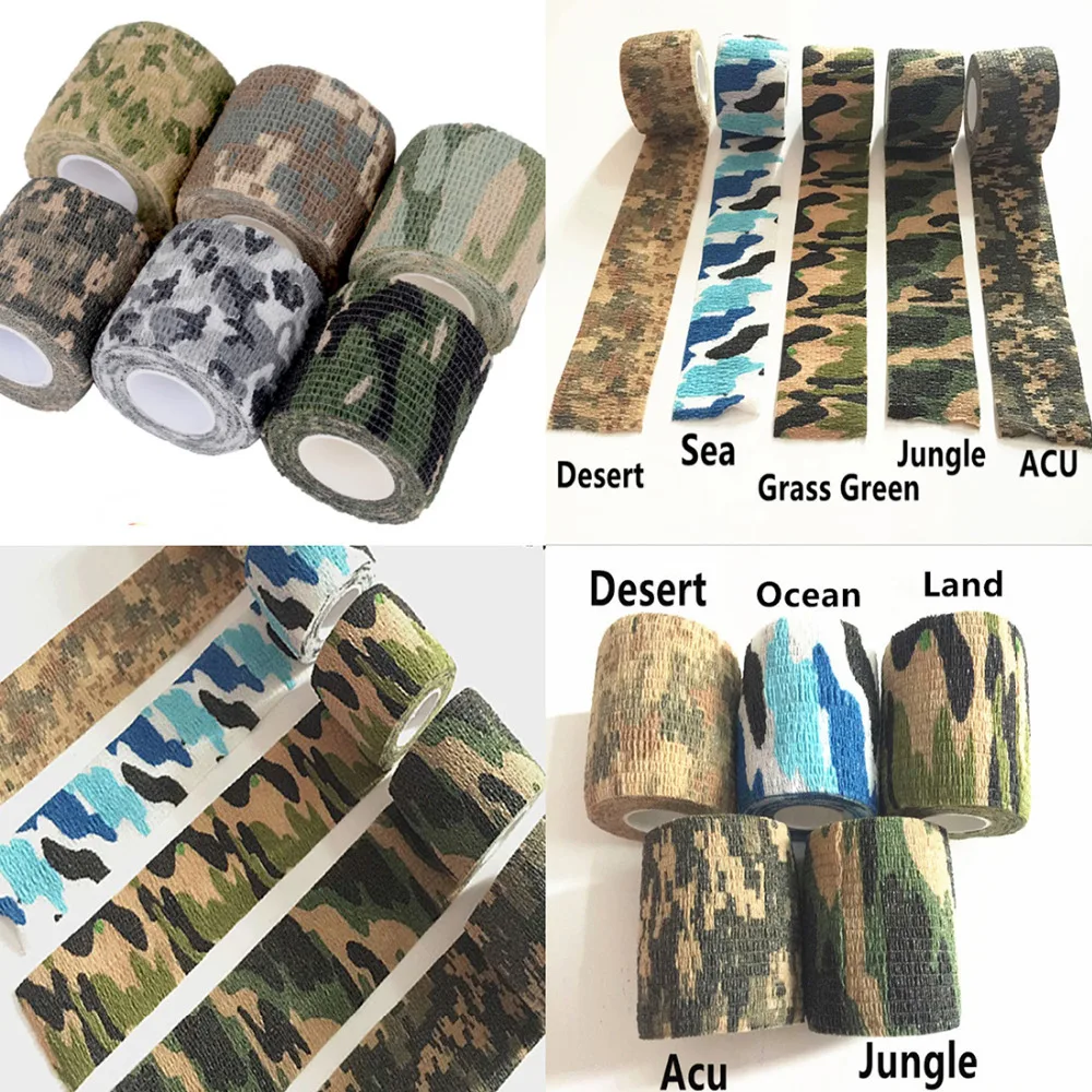 

Army Camo Camouflage Tatoo Grip Wrap Durable Disposable Elastic Tape Waterproof Nonwoven Wrist Wound Bandage Sports Support