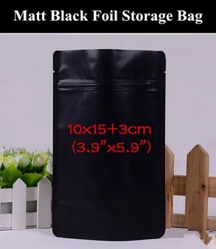 

50pcs 10x15+3cm (3.9"x5.9") 280micron Small Matt Black Aluminum Foil Ziplock Bag Doypack Resealable Moisture-proof Zip Pouch