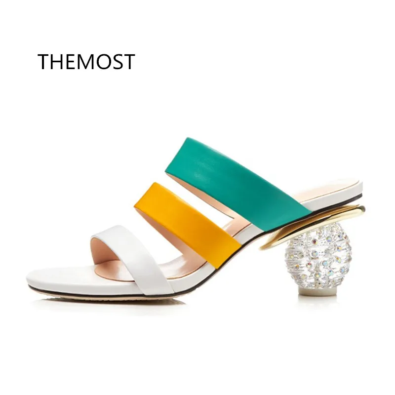 

THEMOST Crystal and cool slippers sexy leakage toe 2018 summer new fashion foreign trade European and American style