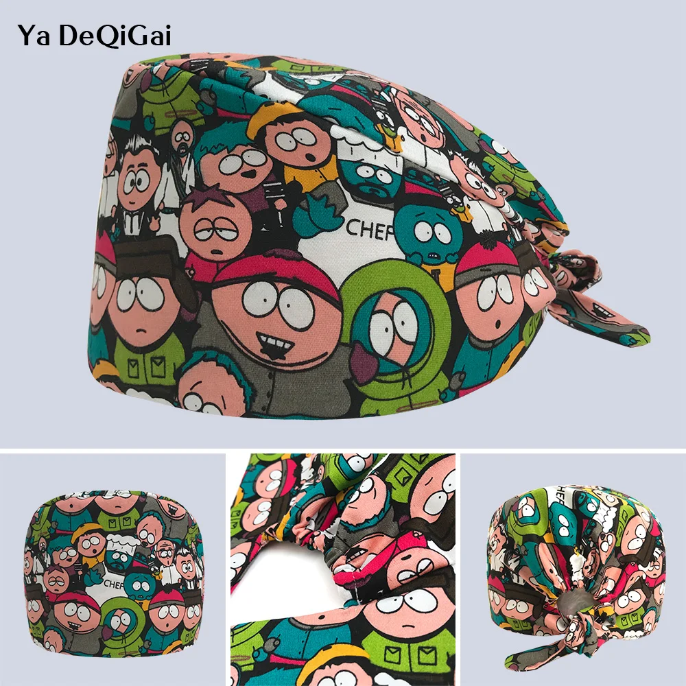 

pet hospital doctor nurse caps High quality Printing operating medical surgical caps Unisex adjustable Dentistry hats women&men