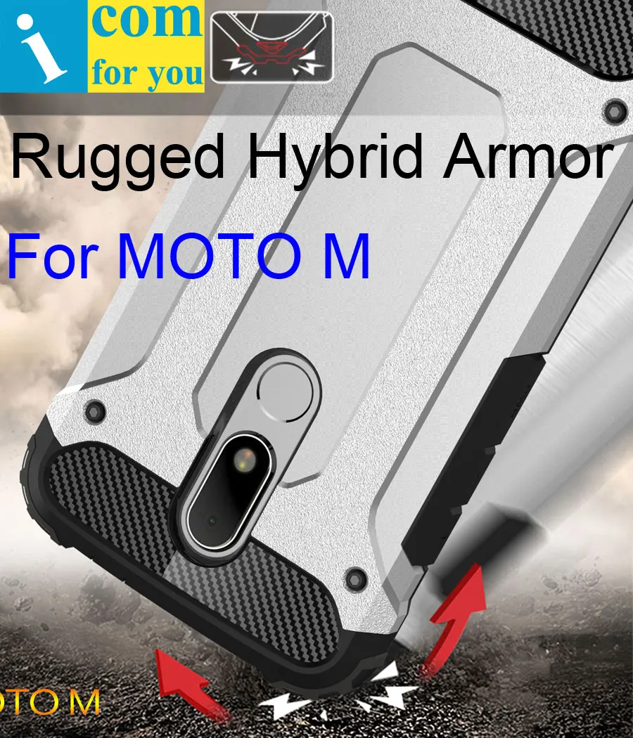 

Defender Drop resistance anti hit Cover Case For Motorola Moto M Rugged Hybrid Armor Double Layer PC+TPU Protector XT1662 XT1663