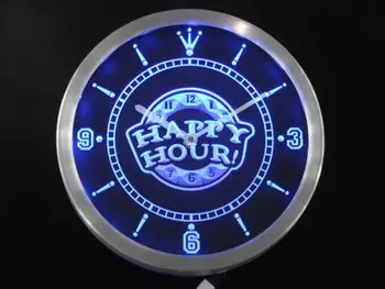 

nc0288 Happy Hour Bar Beer Pub Neon Sign LED Wall Clock
