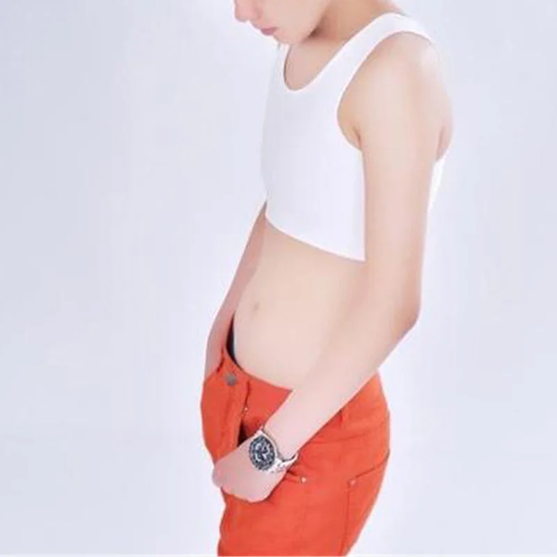 

Women Vest Lady Breast Buckle Short Chest Crop Top Tank Tops Lesbian Breathable Solid Color Binder Tomboy Body