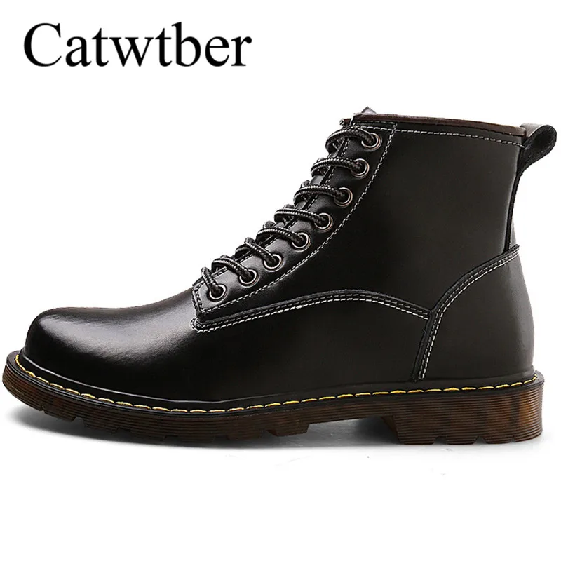 

Catwtber High Quality Winter Men's Boots Men Casual Snow Ankle Leather Martin Boots For Men Shoes With Fur Warm Plush Outdoor