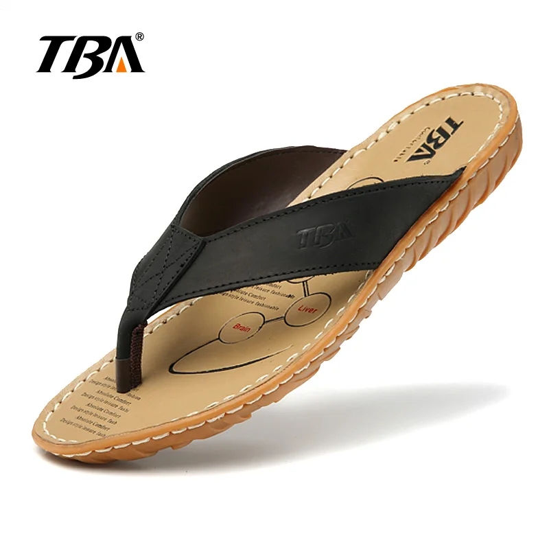 

2019 TBA Men Leather Sandals Light-wearing Walking Shoes Man Slip-on Slippers Breathable Male Comfortable Beach Aqua Shoes 5988