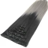 Soowee 24inch 7pcs/set 16Clips Full Head Straight Synthetic Hairpieces Heat Resistant Black to Grey Ombre Clip in Hair Extension 1