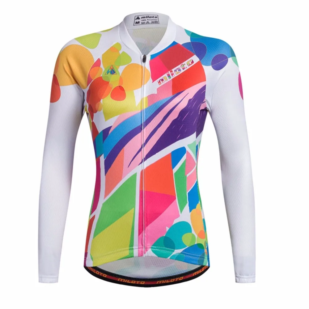 Reflective Cycling Jersey Women Long Sleeve Mountain Bike Jersey Sun ...