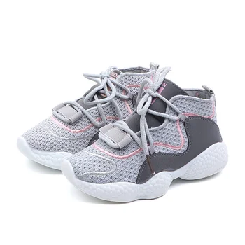 

New Spring Children Sport Shoes Fashion for kids Running Mesh Sneakers Breathable Shoes size 26-36 gray black children sneakers