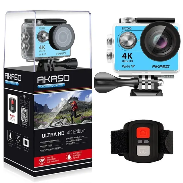 $US $60.99  AKASO EK7000 Action camera Ultra HD 4K WiFi 1080P/60fps 2.0 LCD 170D lens Helmet Cam Waterproof Pro