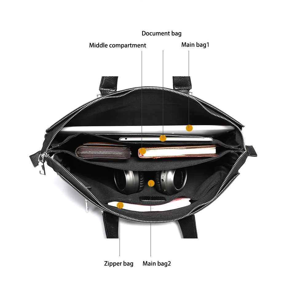 Деловой портфель, мужская сумка из натуральной кожи, несколько элементов, мужские сумки через плечо, мужские сумки из натуральной кожи, 14 дюймов, сумка для ноутбука